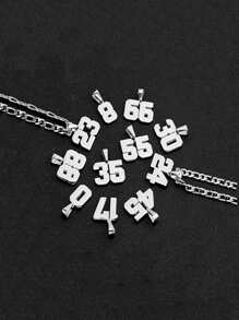 1pc number 13 necklace for athletes personalized Number chain for men Stainless Steel Sports number pendant for boys Baseball Basketball Football volleyball soccer softball Team Jewelry Commemorate Gifts - Silver - View 1