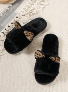 女性豹紋貓爪設計拖鞋,可愛卡通毛絨絨的室內外拖鞋,平底 - 彩色 - 查看 5