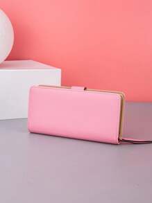 1pc Women's Fashion Leaf Foiled PU Leather Zip Wallet With Card Slots, Suitable For Dates Or As Gifts, With Zipper - Pink - View 5