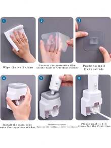 1pc Toothbrush holder with Toothpaste dispenser Wall Mounted Bathroom - Toothpaste squeezer - Bathroom Storage Box Storage Accessories set