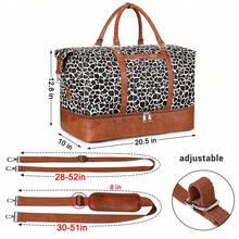 女士在外過夜旅行包，大型旅行手提袋，適用於飛機周末行李袋，具乾濕分離防水鞋收納隔層和口袋，男性皮革旅行商務化妝品禮品，耐用，大容量，手提行李