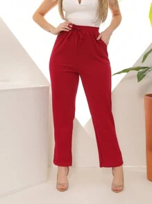 Women Pants - 紅色 - 查看 1