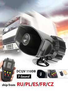 7種聲音響亮的汽車警報警報器、消防警報器、pa揚聲器、12伏特警報器、空氣喇叭咆哮器汽車喇叭110分貝 - 黑色 - 查看 1