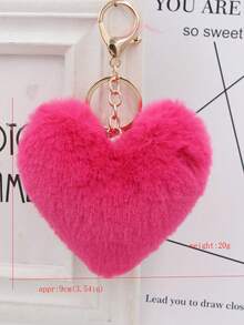 Llavero De Bola Peluda En Forma De Corazón Verde Accesorio - Verde - Ver 2