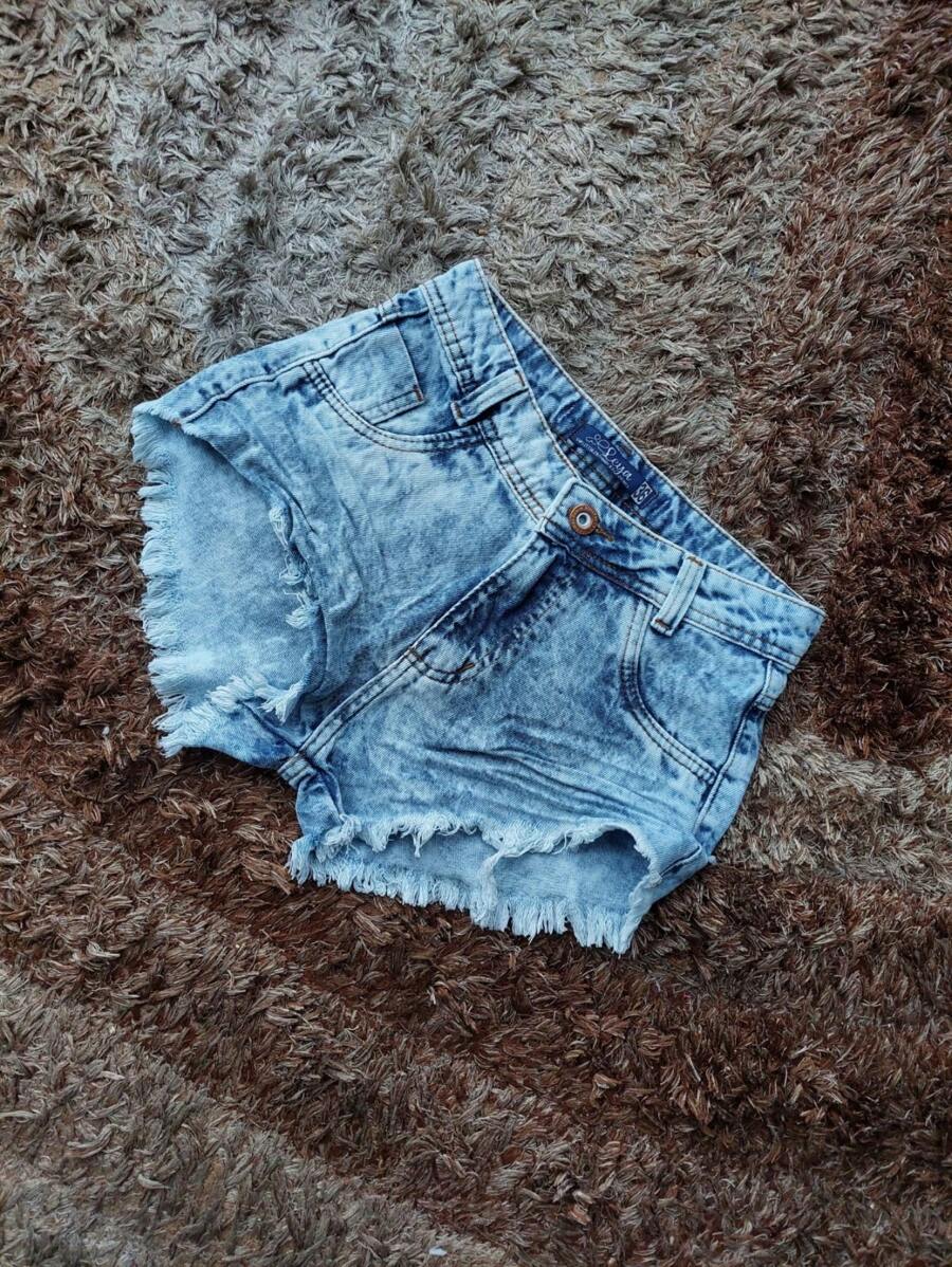 Women Denim Shorts - 淺色水洗藍 - 查看 1