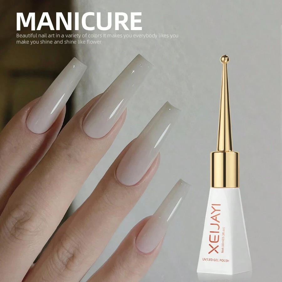 XEIJAYI 1pc Long-Lasting White Beige Gel Nail Polish UV/LED Soak Off Gel Nail Polish For Nail Art DIY Salon Home Holiday Gift For Women - 白色 - 查看 1