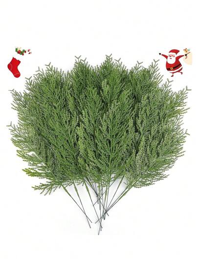 5/10/15/20/25/30/40 Pcs Artificial Cedar Sprigs Faux Cedar Spray Branches Cedar Twig Cypress Stems Pine Picks Plastic Greenery Ceder Pine Stems Christmas DIY Accessories For Holiday Home Decor Christmas Decorations Room Decor