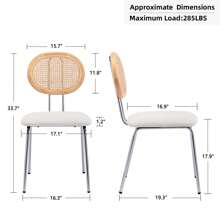 Duhome Faux Leather Indoor Kitchen Dining Chairs with Rattan Backrest Modern Mid-Century Industrial Upholstered Round Seat Chairs set of 2