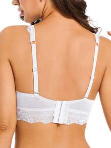 YANDW White Transparent Lace Unlined Unpadded Sheer Mesh Strap Underwire Bra - White - View 4