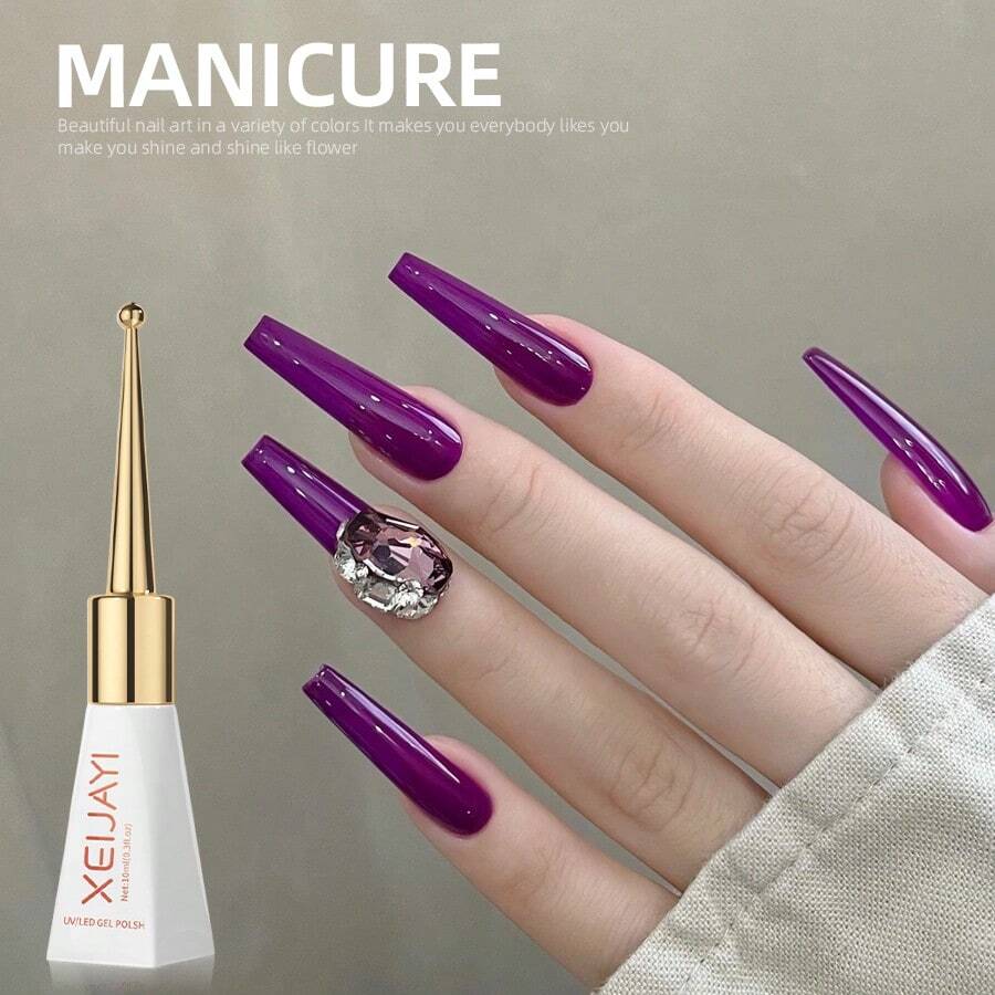XEIJAYI 1pc Long-Lasting Purple Gel Nail Polish UV/LED Soak Off Gel Nail Polish For Nail Art DIY Salon Home Holiday Gift For Women - 紫羅蘭色 - 查看 1