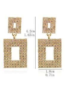 1 par Pendientes espumoso con diamante de imitación garra con diseño de cadena para fiestas con banquetes - Amarillo Oro - Ver 4