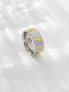 1pc Simple Stainless Steel Lightning Design Ring For Unisex Western Style - Multicolor - View 10