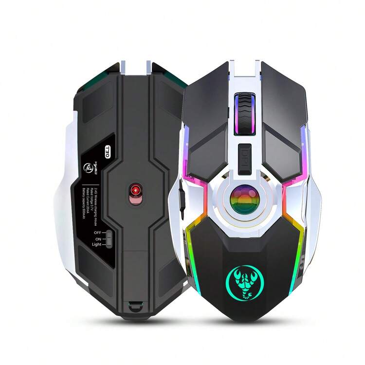 2.4g Wireless Gaming Mouse With Rgb Light (3 Levels, 2400dpi), 7 Buttons, Suitable For Pc Desktop (can Turn Off Light) - Black - View 3
