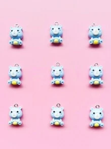 9入組可愛的卡通小藍熊diy珠寶製作吊飾,適用於項鍊,耳環,鑰匙扣等等 - 彩色 - 查看 1