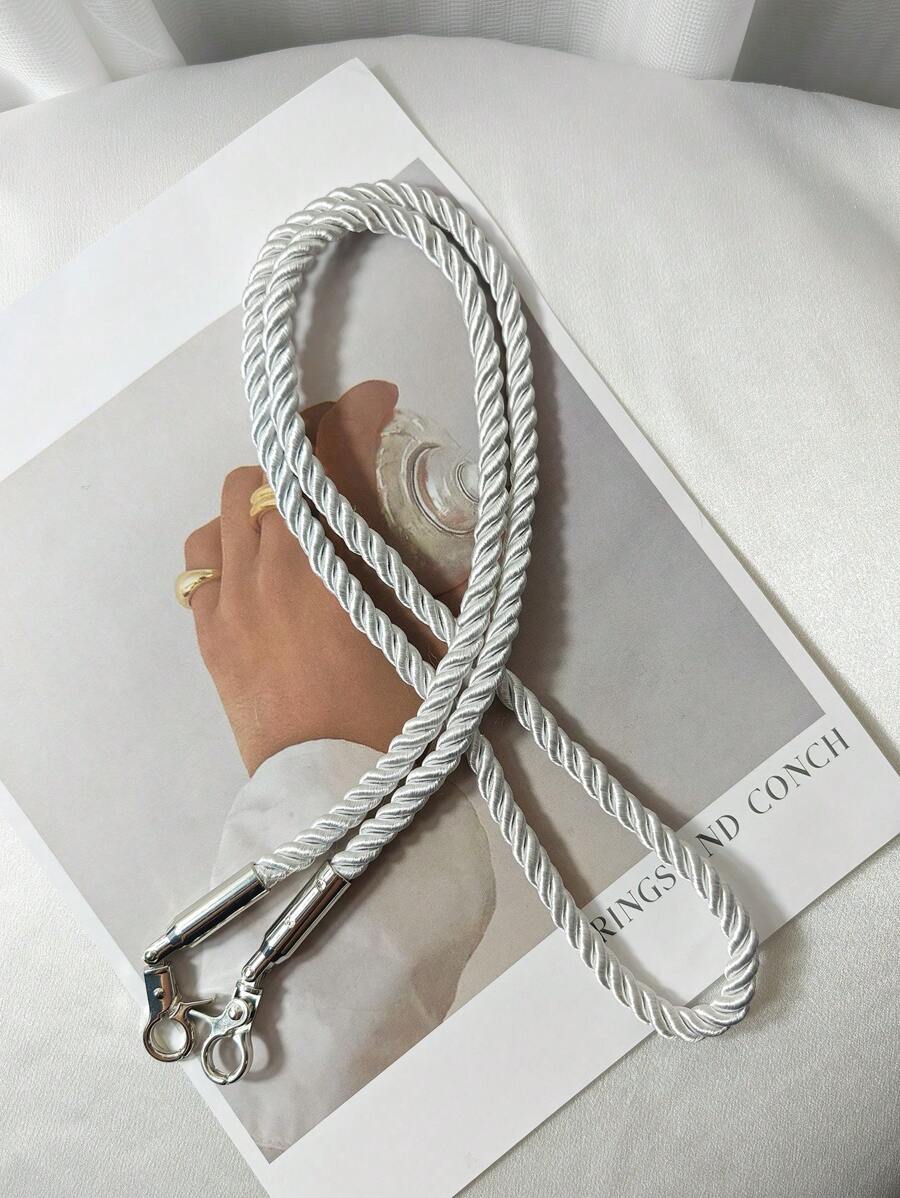 1pc Spiral Woven Metal Wire Solid Color Bag Strap Replacement - Silver - View 1