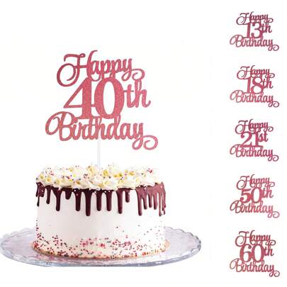 1 st 10:e 13:e 16:e 18:e 20:e 21:e 30:e 35:e 40:e 45:e 50:e 55:e 60:e 70:e 75:e 80:e 85:e 90:e födelsedagstårtdekoration, tårtdekoration 10 13 16 18 20 21 30 35 40 45 50 55 60 70 75 80 85 90-årsjubileum, födelsedagsfestdekor, presenttillbehör (rosa guld), jul