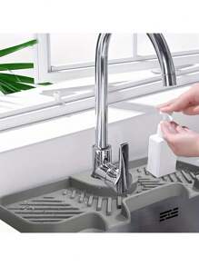 Kitchen Faucet Drain Mat Sink Splash-Proof Narrow Edge Free Cutting Silicone Water Control Drain Mat - Multicolor - View 2