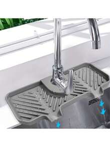 Kitchen Faucet Drain Mat Sink Splash-Proof Narrow Edge Free Cutting Silicone Water Control Drain Mat - Multicolor - View 4