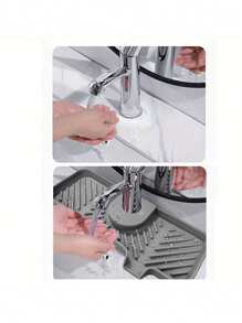 Kitchen Faucet Drain Mat Sink Splash-Proof Narrow Edge Free Cutting Silicone Water Control Drain Mat - Multicolor - View 9