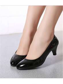 Plus Size Women's Fashion High Heel Slip-On Pumps, Suitable For Office Work, Size Runs Small