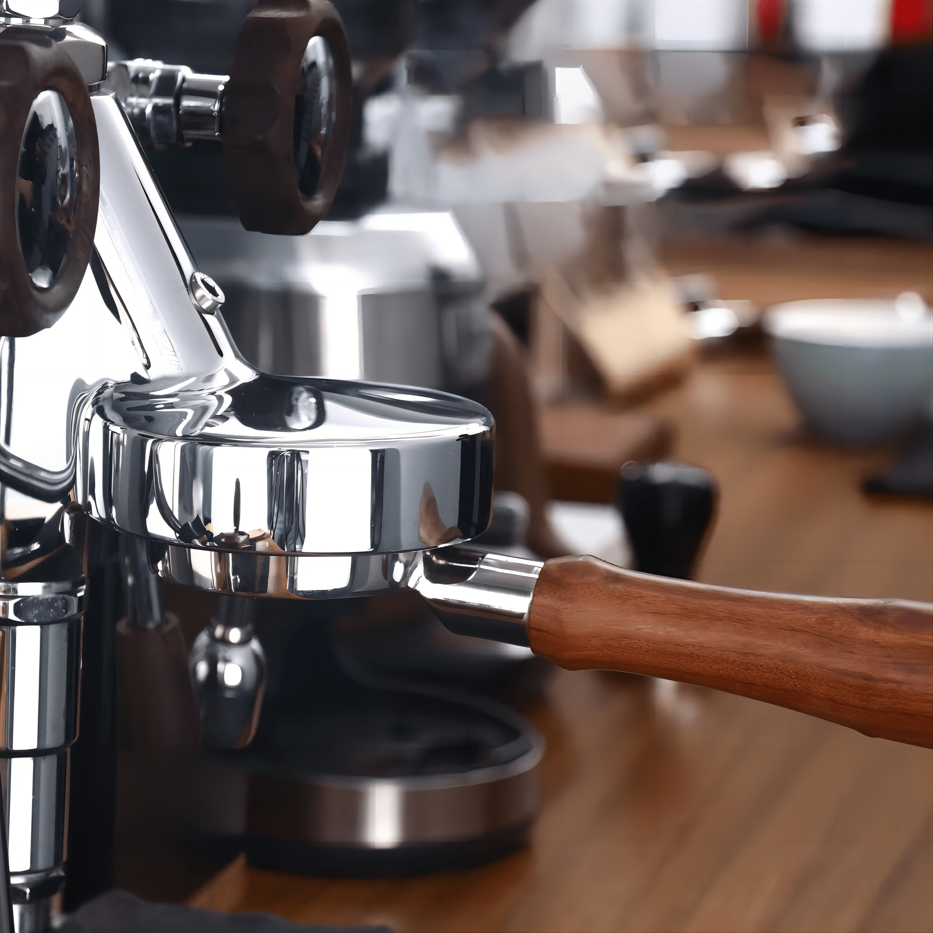 A 58mm Double Spout Nonpressurized Portafilter With Stainless Steel