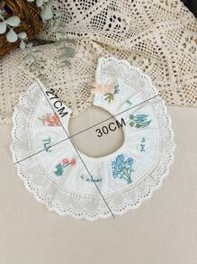 1 件女孩白色時尚刺繡圍兜 - 白色 - 查看 5