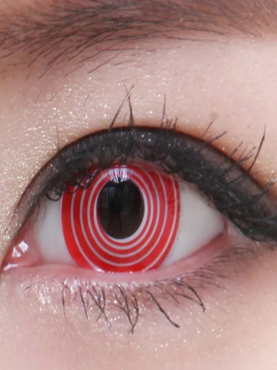 Pupilentes lentes de contacto  Rebirt Espiral Rojo Con Estuche Duración Anual