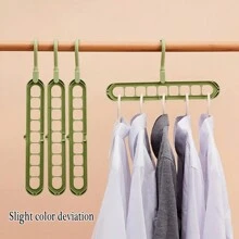 1隨機顏色9孔魔術衣架,多功能衣架,可折疊晾乾,節省空間的多層衣架掛鉤。 - 軍綠色 - 查看 4