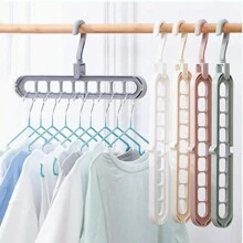 1隨機顏色9孔魔術衣架,多功能衣架,可折疊晾乾,節省空間的多層衣架掛鉤。 - 軍綠色 - 查看 5