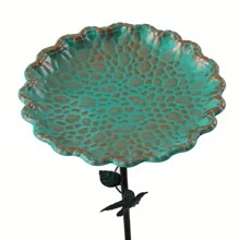 1 Set Outdoor Metal Lotus Leaf Bird Bath, Perfect For Garden, Yard, Patio, Bird Water Feeder And Feeding Bowl - Green - View 4