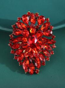 1枚鋅合金鑲嵌鑽石胸針 - 紅色 - 查看 5