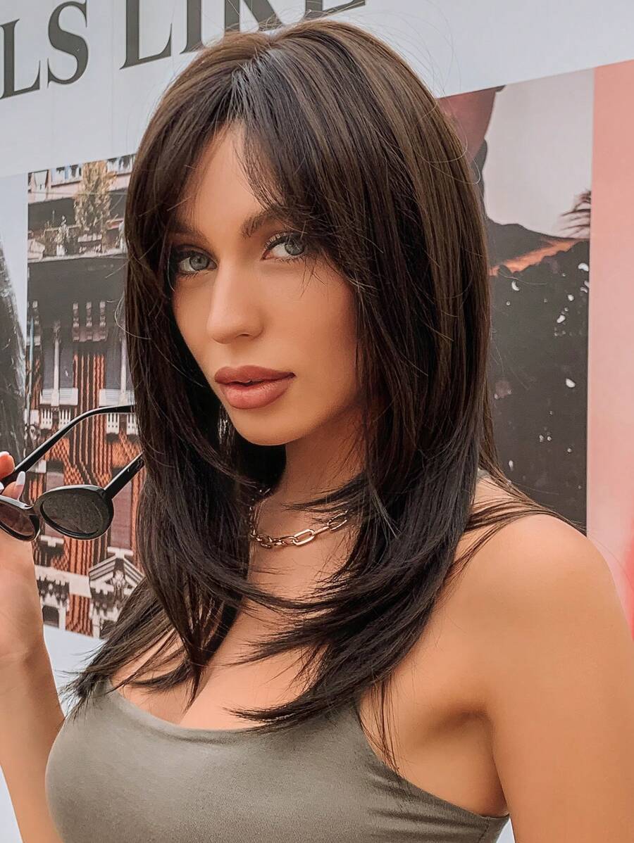 Gorgeous Long Chocolate brown Straight Layered Wig - Perfect for Beginners! - Chocolate Brown - View 1