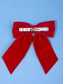 1婚禮酒紅色蝴蝶結歐美風格復古水鑽鑲嵌絲絨髮夾婚宴舞會日常