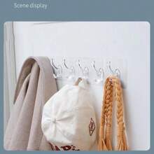 1 pieza Adhesivo Gancho sin perforación , 6 Ganchos ropa Gorra puerta trasero Gancho , montado en pared impermeable Gancho para cocina , cuarto de baño