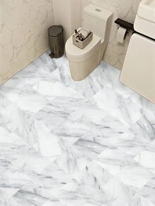 1set 10pcs Self-adhesive Removable Pvc Decorative Floor Tile, Square Marble Pattern Wall Sticker Suitable For Home Decor - Multicolor - View 3