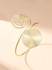 1 chiếc vòng tay kim loại trang trí nốt nhạc bóng thời trang và cá nhân hóa dành cho nữ, hình dạng hình học khoét rỗng, có thể điều chỉnh, thích hợp để đeo hàng ngày - Vàng - Xem 3