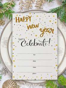 20pcs Happy New Year Invitation Cards Greeting Cards - Multicolor - View 1