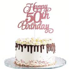 1 件 10 13 16 18 20 21 30 35 40 45 50 55 60 70 75 80 85 90 岁生日快乐蛋糕装饰，生日快乐蛋糕装饰 10 13 16 18 20 21 30 35 40 45 50 55 60 70 75 80 85 90 周年生日派对装饰礼物插件用品（玫瑰金），圣诞节