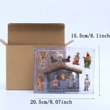 1set Nativity Set Classic Baby Jesus Birth Scene Decorative Sculpture, Xmas Gift Birthday Gifts Graduation Home Decor Christmas Decorations Room Decor Christmas Winter Christmas Decorations Home Christmas Gifts Christmas Decor - Black - View 6