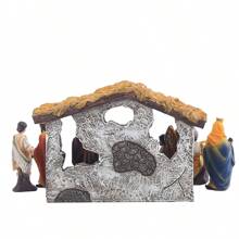 1set Nativity Set Classic Baby Jesus Birth Scene Decorative Sculpture, Xmas Gift Birthday Gifts Graduation Home Decor Christmas Decorations Room Decor Christmas Winter Christmas Decorations Home Christmas Gifts Christmas Decor - Black - View 5