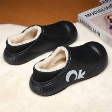 男士露跟拖鞋，保暖内衬，防水一脚蹬乐福鞋 - 黑色 - 查看 4