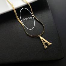 1件装时尚钛钢26字母吊坠蛇骨项链，可定制姓氏，情侣个性化小项链，节日礼物