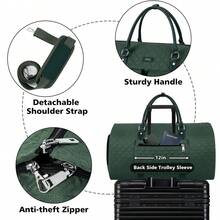 Chất rắn Có màu sắc Đồ họa Houndstooth Với Mặt trước Túi Retro Du lịch Quần áo Cái túi + Cuối tuần Cái túi Dành cho Nữ/Nam , Dung lượng lớn , Có thể mặc nhiều cách Treo Túi vải thô - Màu xanh lá cây đậm - Xem 3