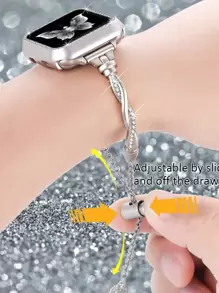 Cross Style Rhinestone Bracelet Watch Band Compatible With Apple Watch, Women's - Silver - View 2