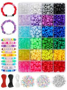 600pcs Pony Beads Set, 24 Colors Plastic Craft Bead For Diy Jewelry Making, Bracelets, Necklaces, Craft Jewelry Making, Festival Birthday Gift Jewelry Making Kit