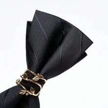 1 件时尚男士金属树枝设计领结，适合新郎婚礼、派对和正式场合西装配饰条纹黑色领结街头 - 黑色 - 查看 2