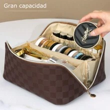 Neceser De Viaje Cosmetiquera Neceser Impermeable Portátil - Marrón - Ver 3