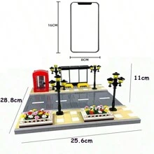 1套moc直路創意場景積木玩具,包括城市街景,紅綠燈路口,公用電話亭等, 兒童教育拼裝積木玩具 - 彩色 - 查看 2
