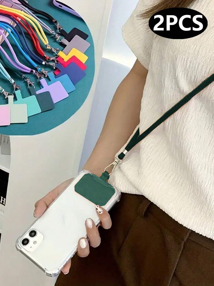 2PCS Multicolor 1.5m Universal Crossbody Phone Case Lanyards, Detachable Card Gasket + Universal Multicolor Replacement Tether Tab, Long Mobile Phone Lanyard Crossbody Webbing Hanging Neck, Strong And Durable Pad Patch Lanyard Back Clip, Slant Cross Mobile Phone Rope Mobile Phone Case Splint Lanyard,Phone case lanyard Compatible With iphone 11 and iPhone12 and other phone models