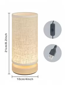 Warm Light Nursing Lamp, Bedroom Bedside Fabric Lamp With Wooden Base, Creative Decoration Night Light